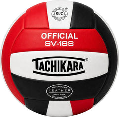 Tachikara SV18S front view showing red white black panels and official look for team use
