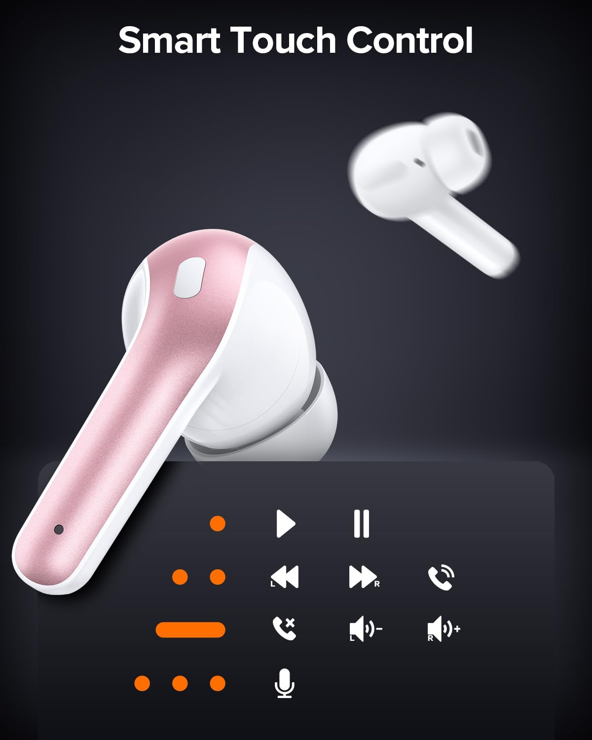 TAGRY X08 spare ear tips and USB-C cable showing fit options and included accessories