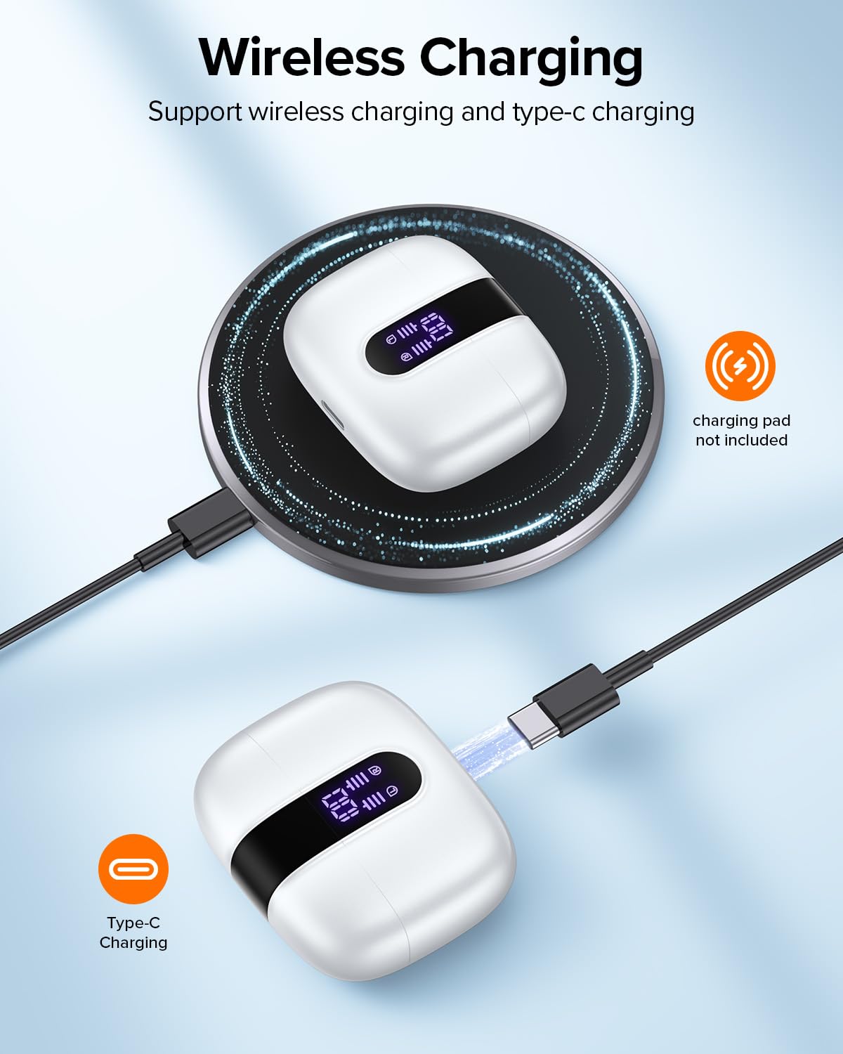 TAGRY X08 earbud in ear on runner showing secure fit and sweat-resistant benefit