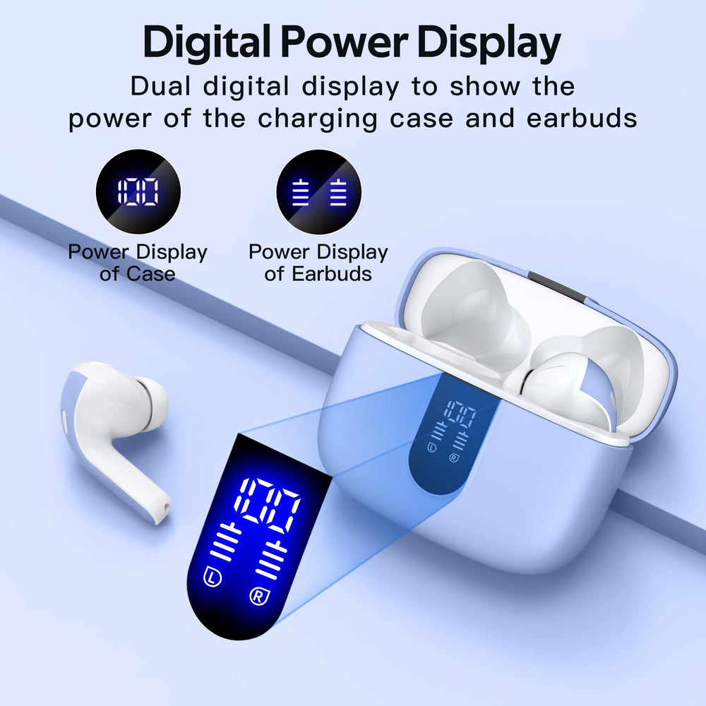TAGRY LED power display close-up highlighting clear battery levels for case and earbuds
