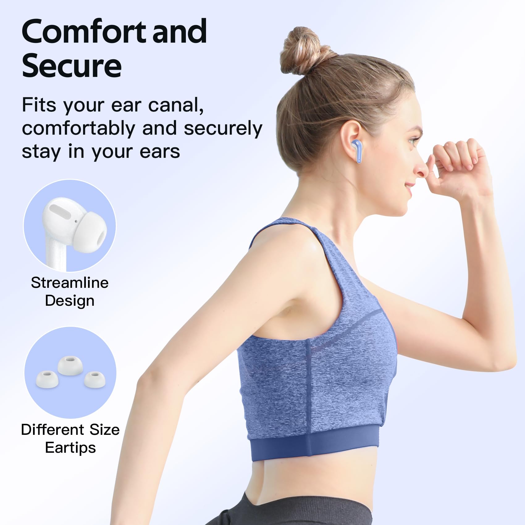 TAGRY earbuds beside smartphone showing compact scale and pocketable convenience