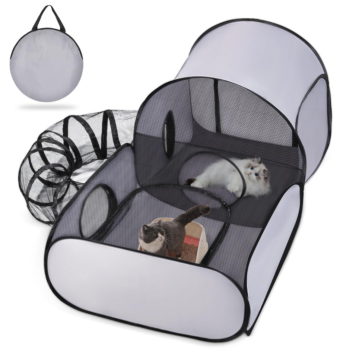 TailTastic front view showing full playpen and entry, secure space for cats