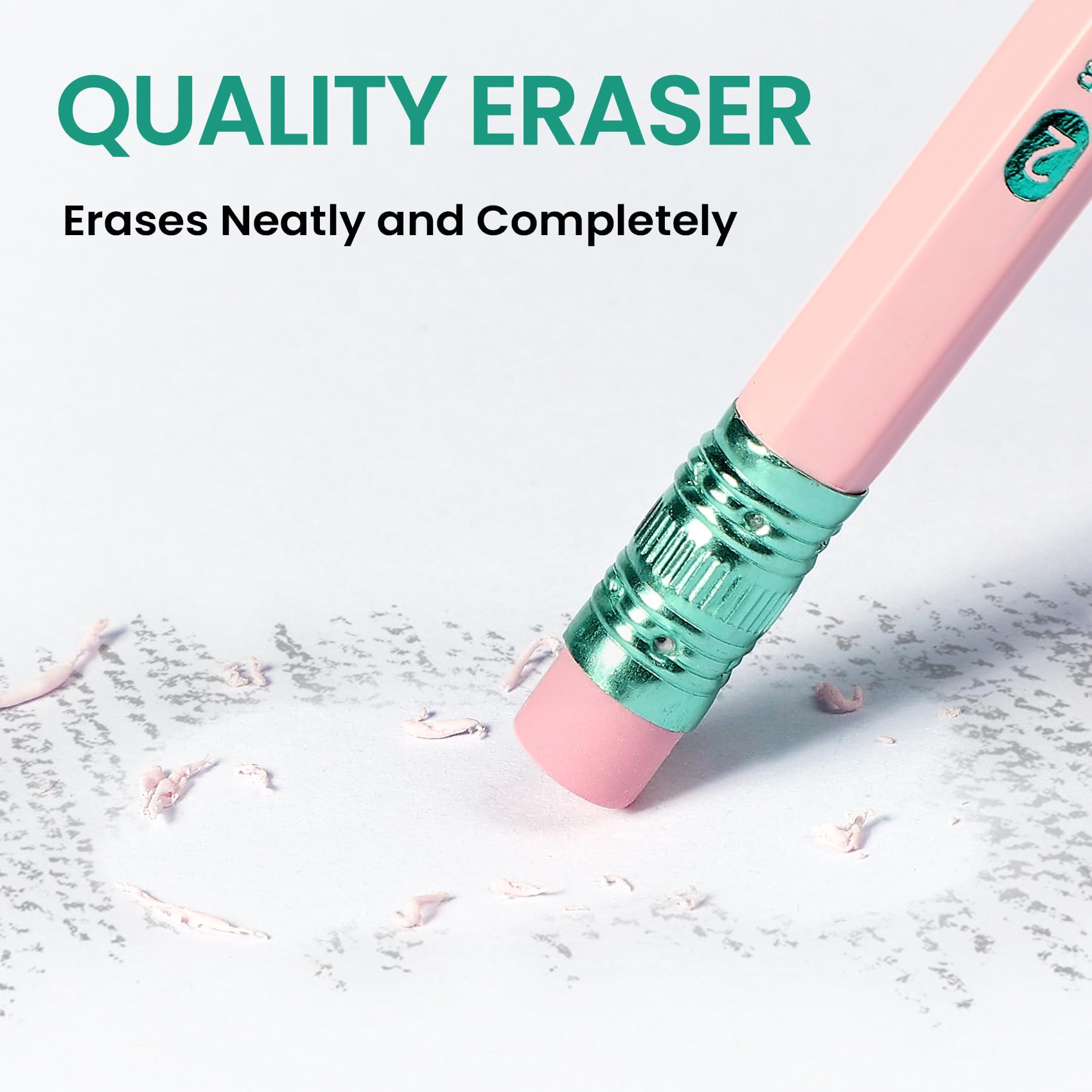 Taja eraser tip detail illustrating quick corrections and classroom practicality