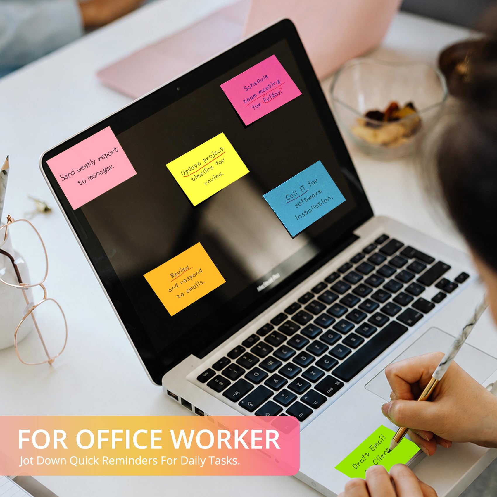 Taja mini sticky note placed inside planner for quick reminders and clarity