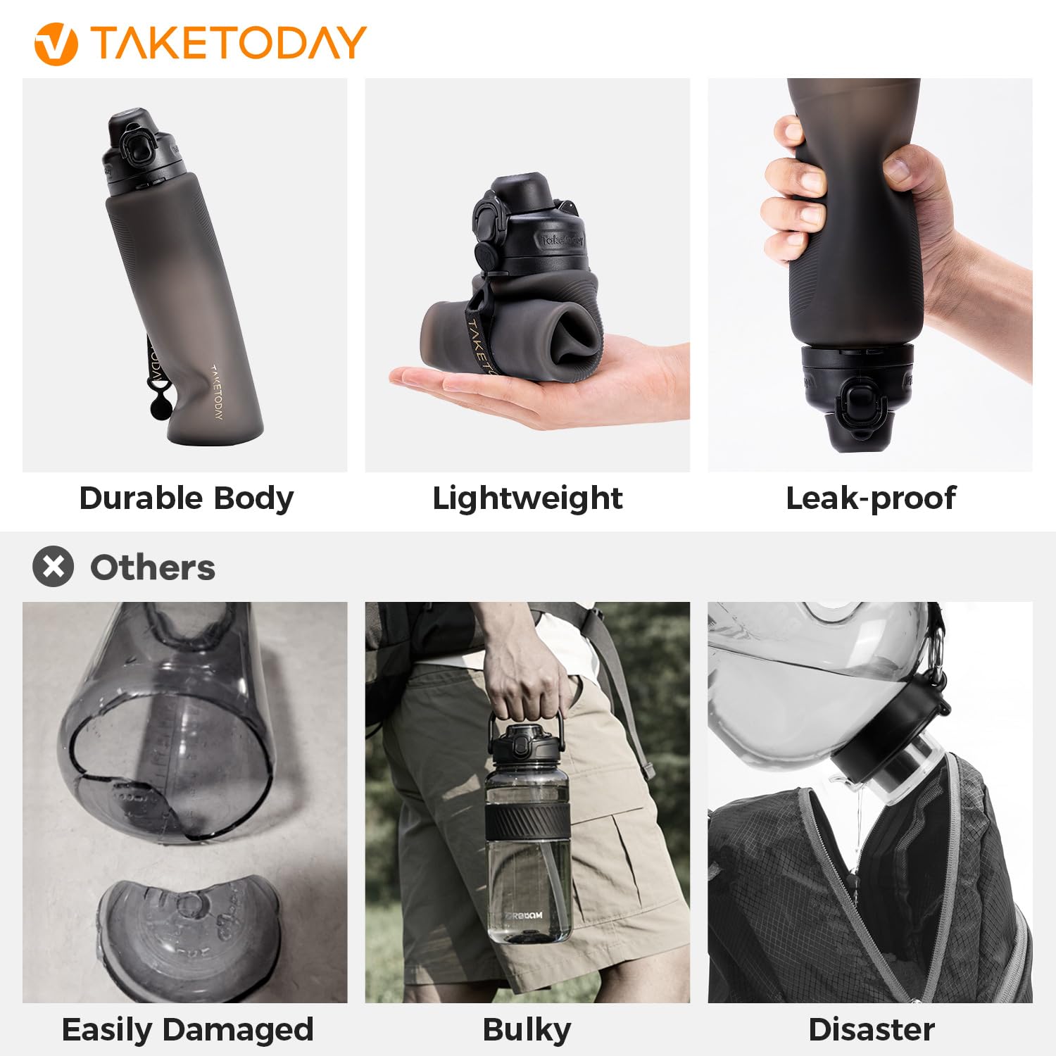 TakeToday collapsed profile demonstrating compact storage and space saving benefit