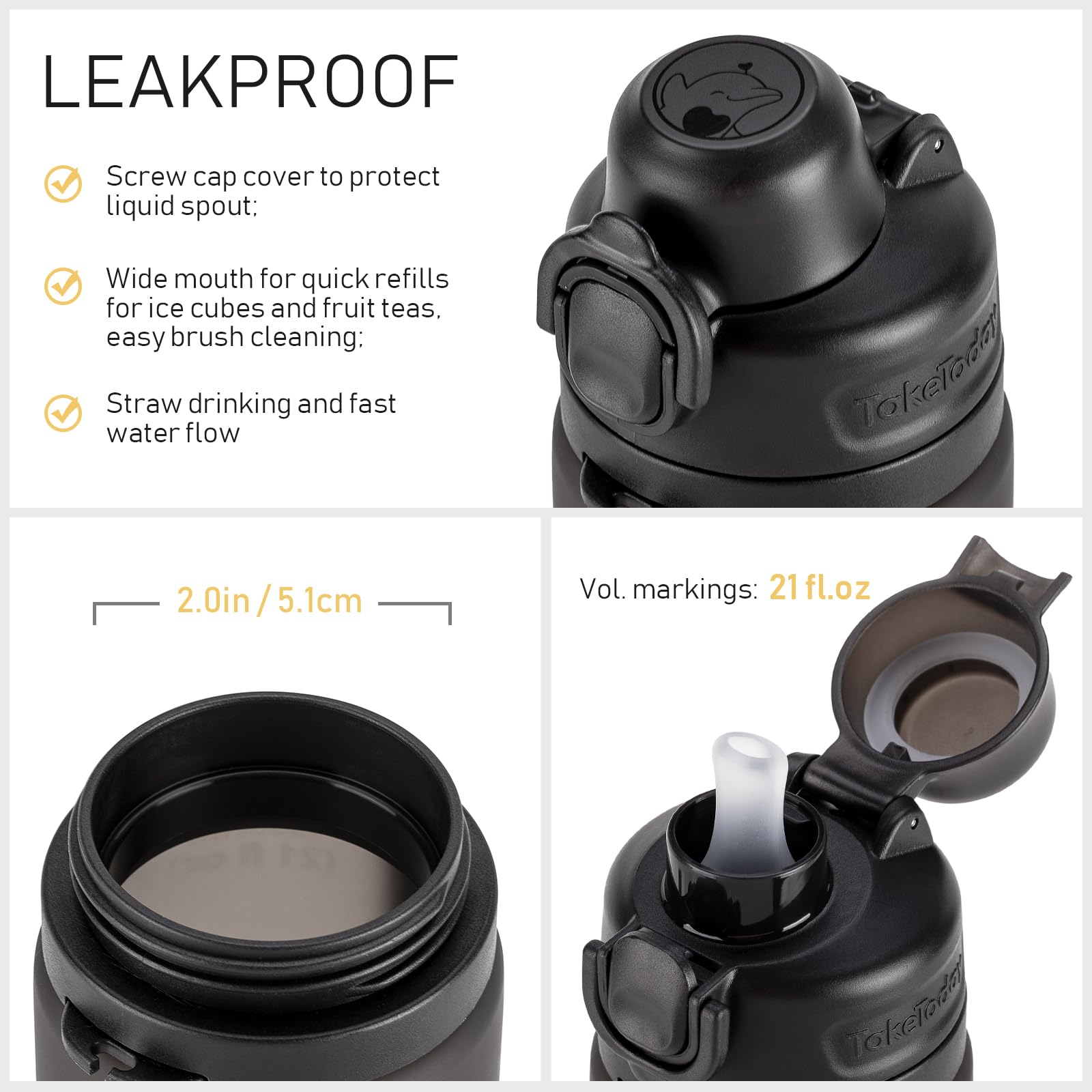 TakeToday size comparison in hand illustrating 21oz capacity and portable scale