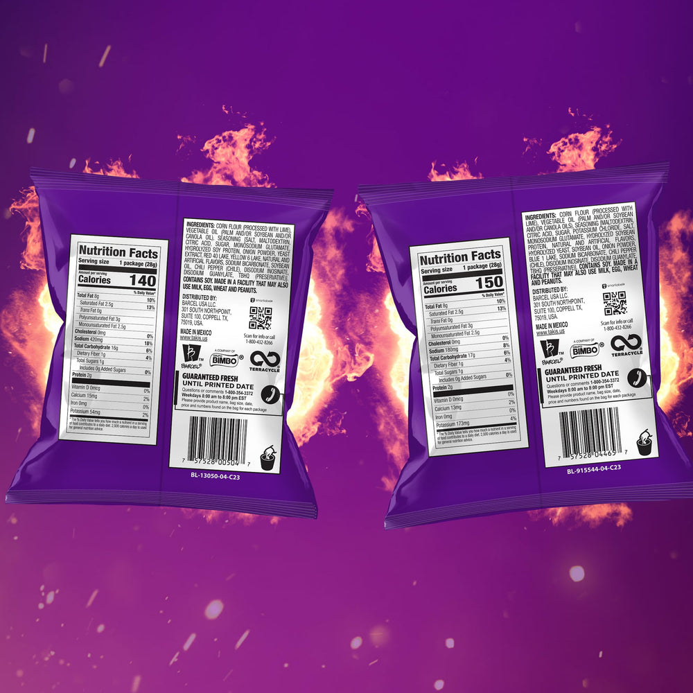 Takis individual bag closeup highlighting brand and portable benefit
