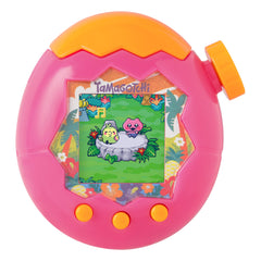Tamagotchi orange tropics back with battery compartment open, easy battery access