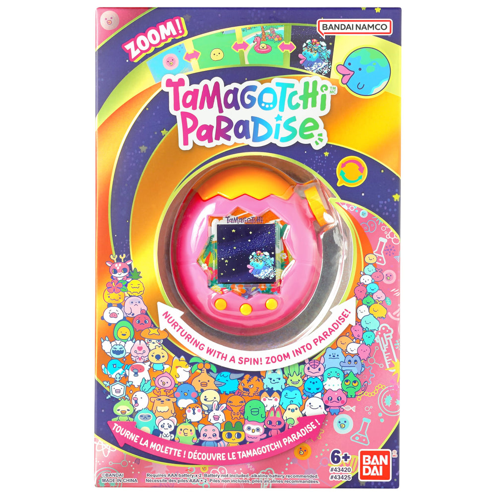 Tamagotchi orange tropics screen closeup in planet mode showing classic care