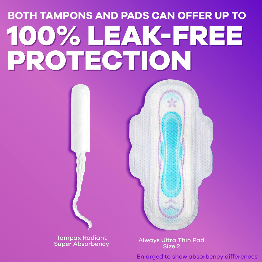 Tampax Radiant in a bathroom setting portraying everyday confidence and readiness