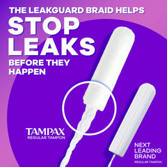 Close-up of Tampax Radiant LeakGuard braid showing protection to help prevent leaks