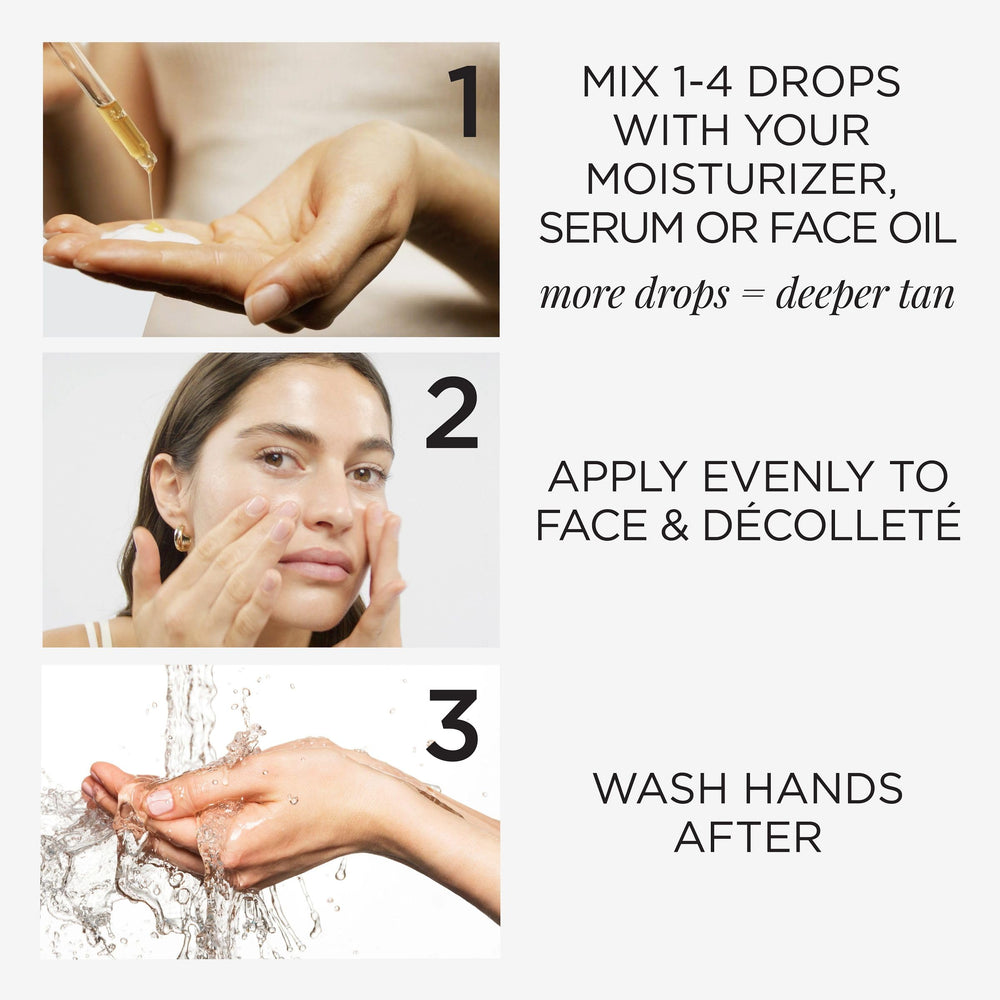 TAN-LUXE ingredients label showing Raspberry Seed Oil and Aloe Vera benefits