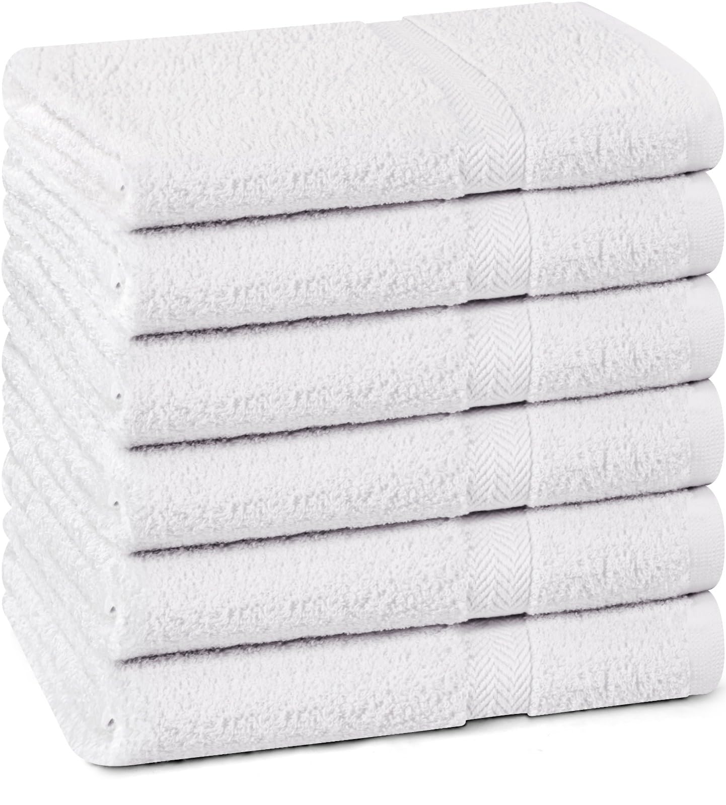 T & L Towel and Linen Mart front packaging showing six white towels and value