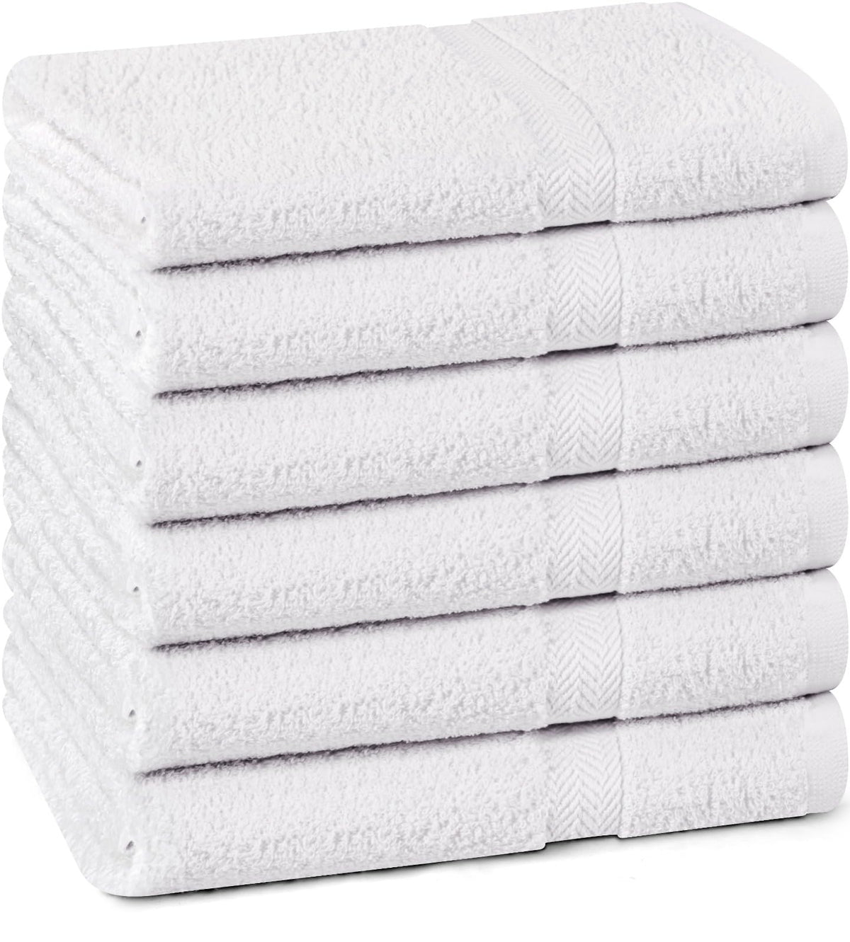 T & L Towel and Linen Mart front packaging showing six white towels and value