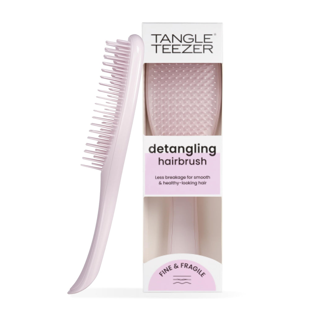 TANGLE TEEZER front view showing compact pink frost brush, gentle detangling benefit