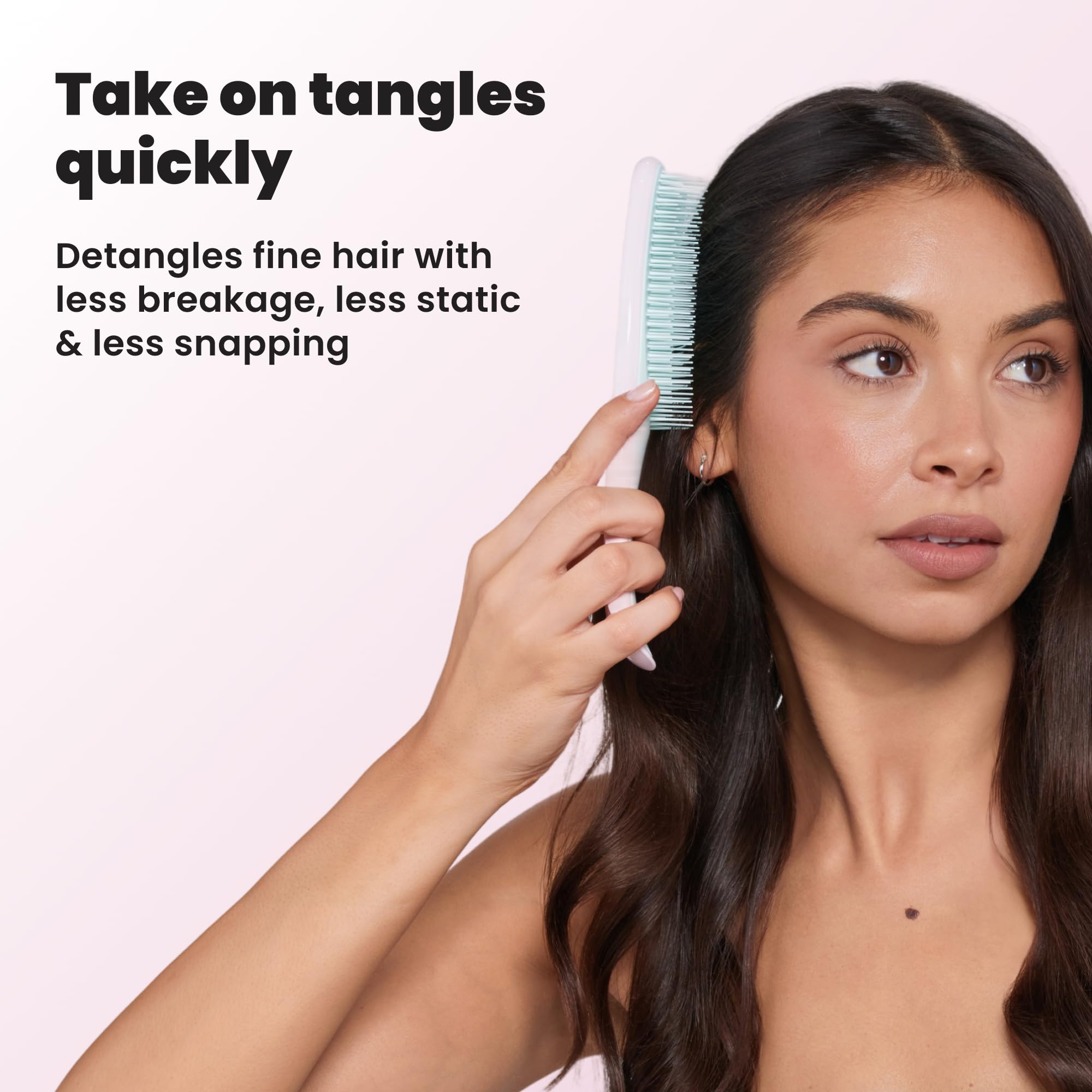 TANGLE TEEZER eco packaging display highlighting sustainable transition benefit