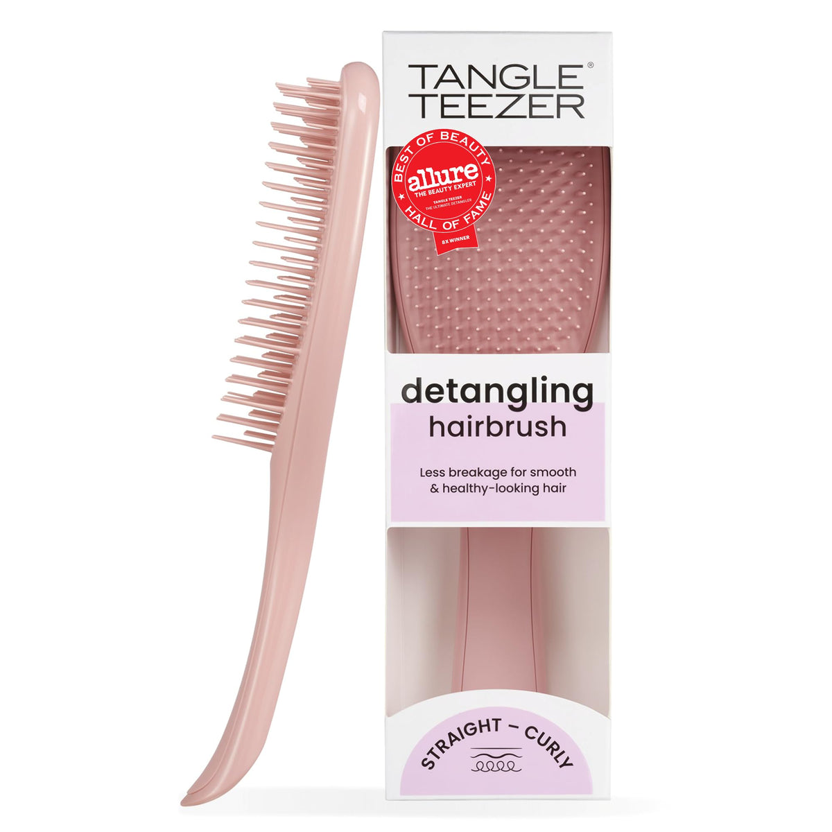 TANGLE TEEZER front view in Summer Rose showing ergonomic shape and compact benefit
