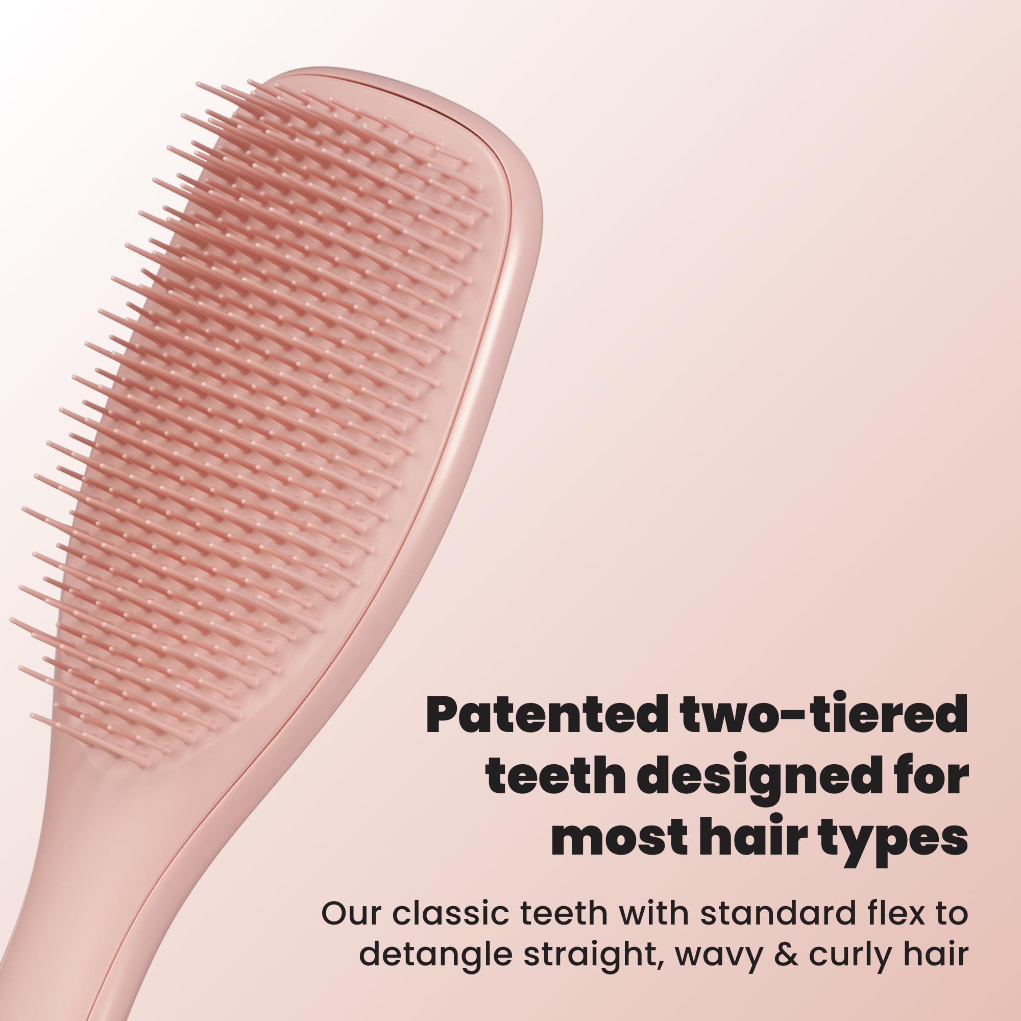 TANGLE TEEZER close-up of two-tier teeth highlighting gentle detangling benefit
