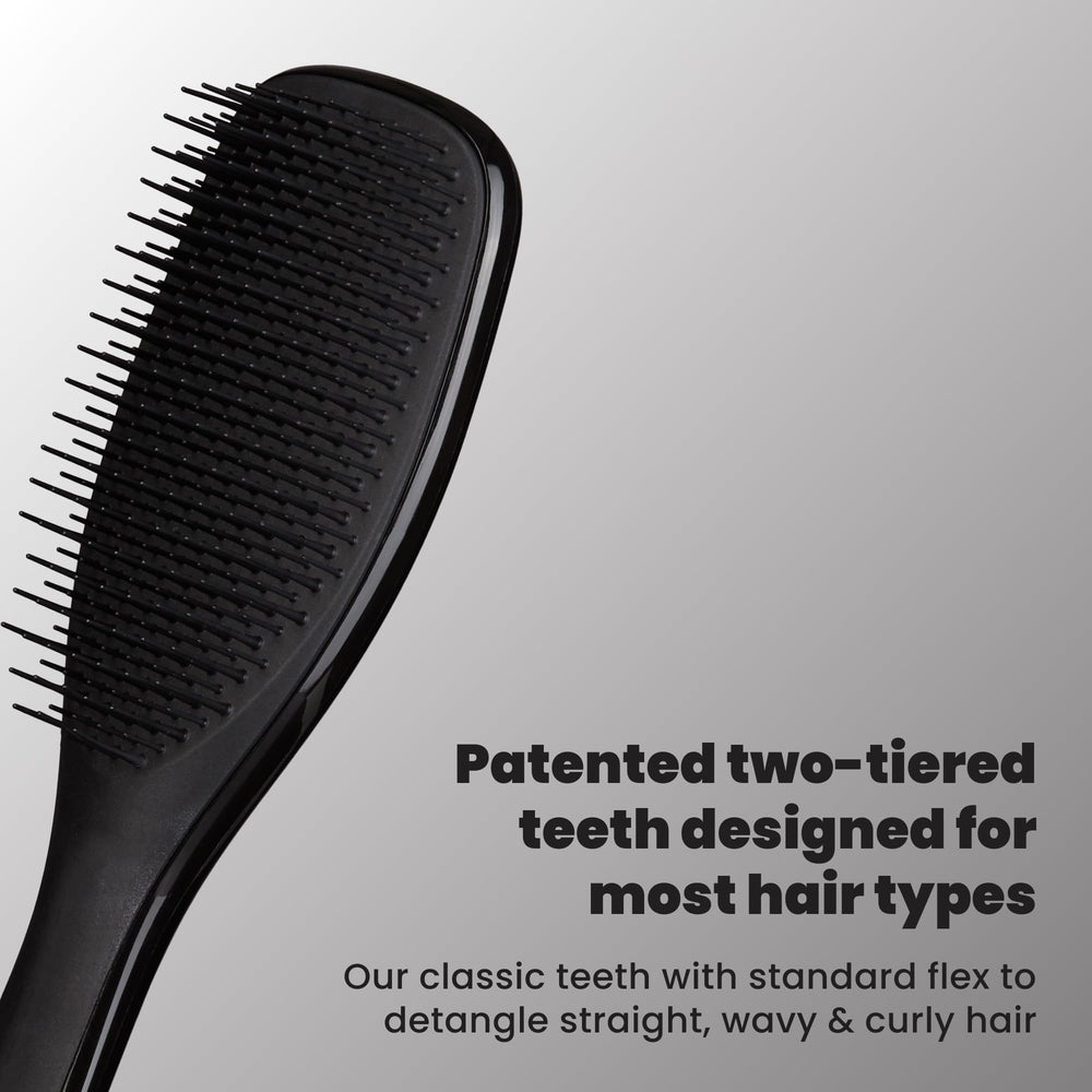 TANGLE TEEZER close-up of two-tier teeth revealing gentle detangling action