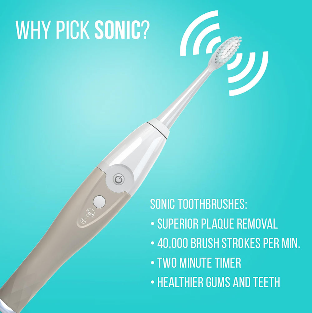 Tao Clean toothbrush in use demonstrating sonic action reaching between teeth