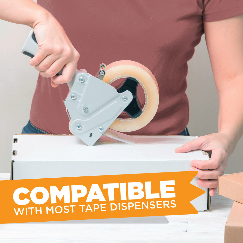 Tape King on moving box securing flaps with heavy-duty adhesion during transit