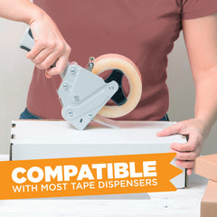 Tape King on moving box securing flaps with heavy-duty adhesion during transit