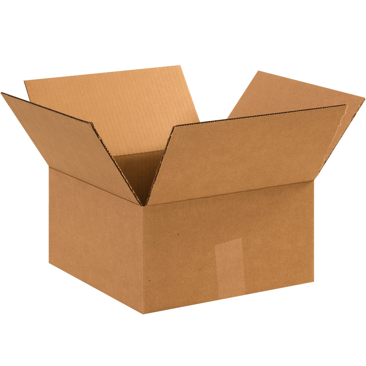 Tape Logic front view of 12x12x6 pack showing stacked flat boxes and brand for organized storage