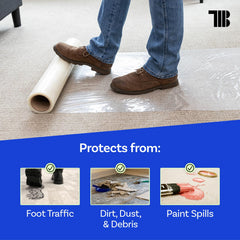 TapeManBlue applied along hallway protecting carpet from dirt and high foot traffic