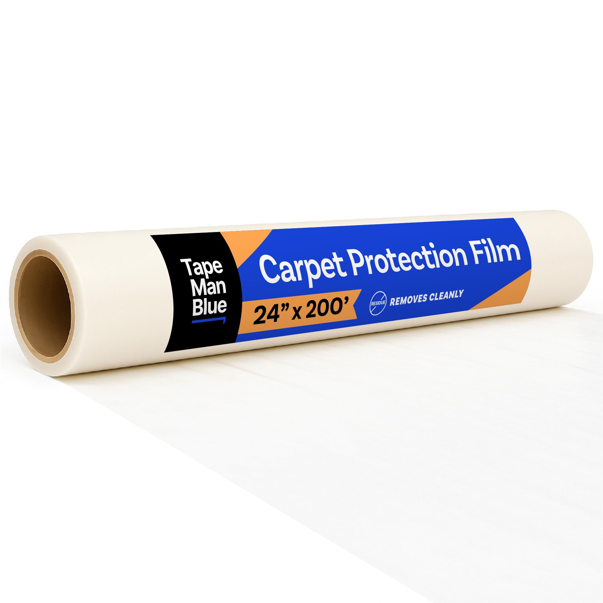 TapeManBlue front view of 24x200 foot roll showing brand and coverage benefit