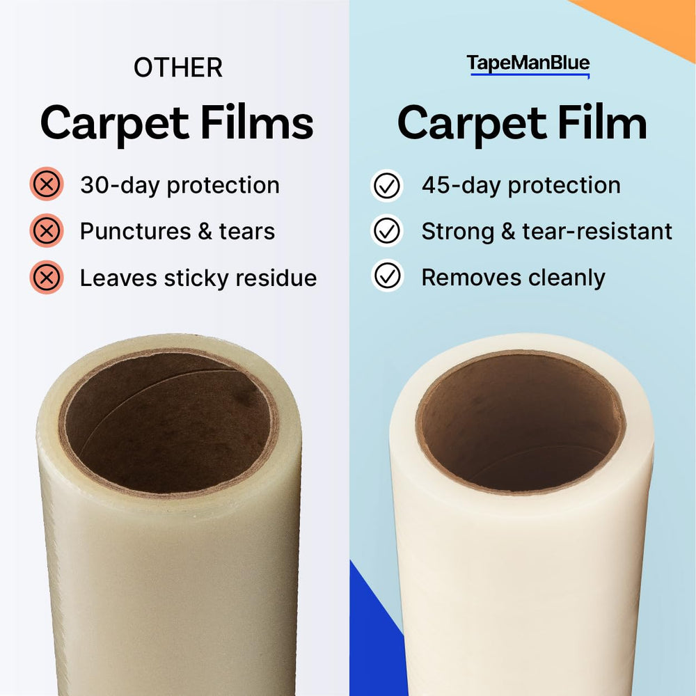 TapeManBlue roll being unwound to demonstrate easy application and fast installation