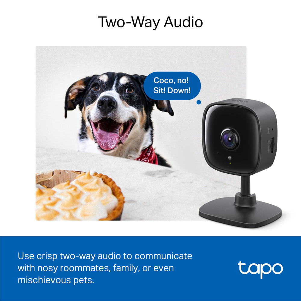 Tapo C101 lifestyle shot in living room demonstrating home monitoring benefit
