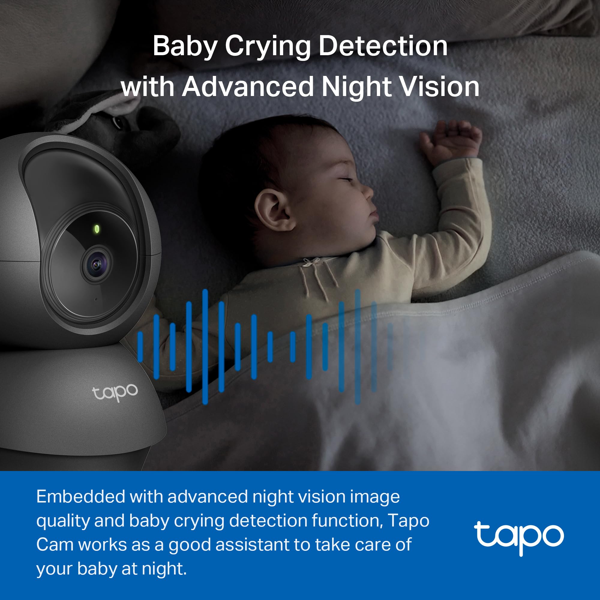 Tapo C201 two-way audio in use with owner speaking to pet for reassurance