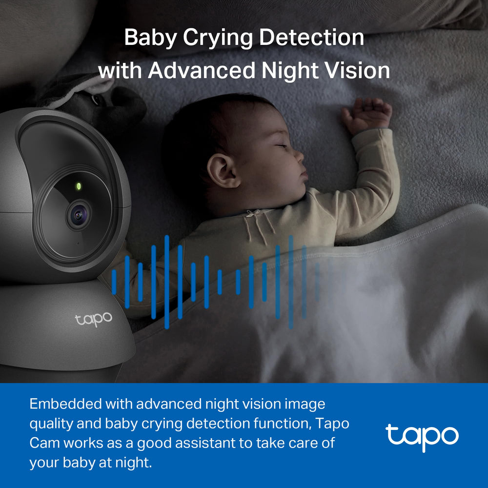 Tapo C201 two-way audio in use with owner speaking to pet for reassurance