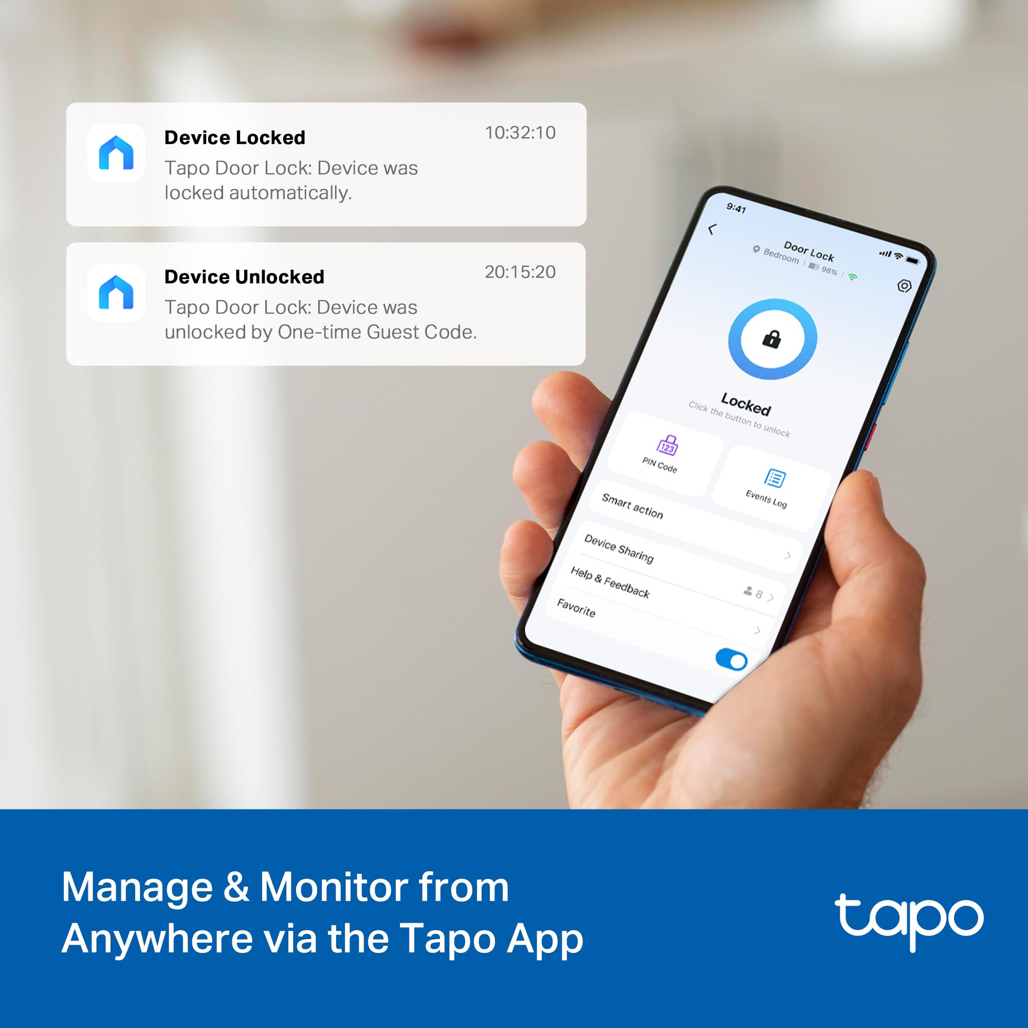 Tapo batteries beside USB‑C port, benefits long runtime and emergency power option