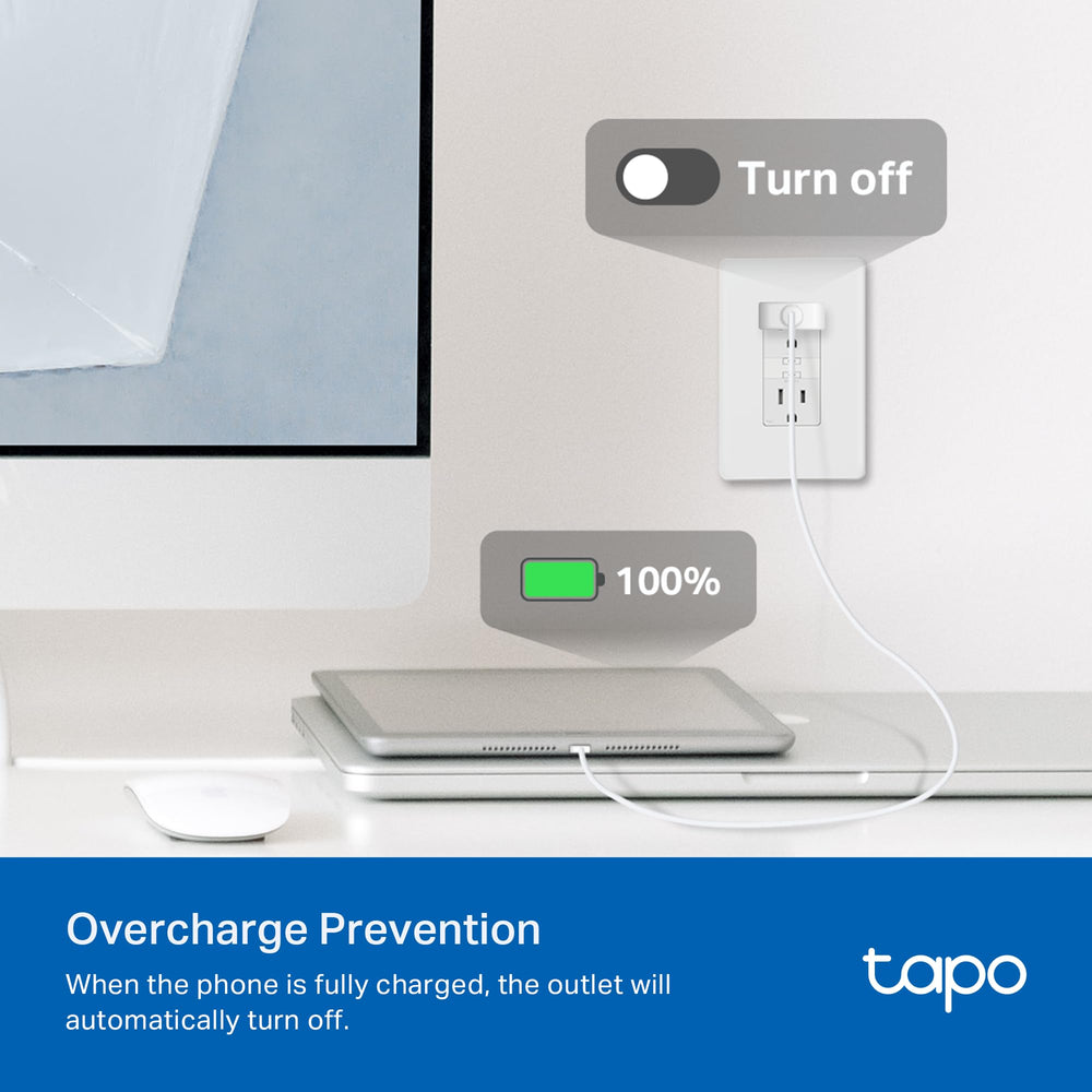Power button detail on Tapo P110M highlighting manual control and quick local access