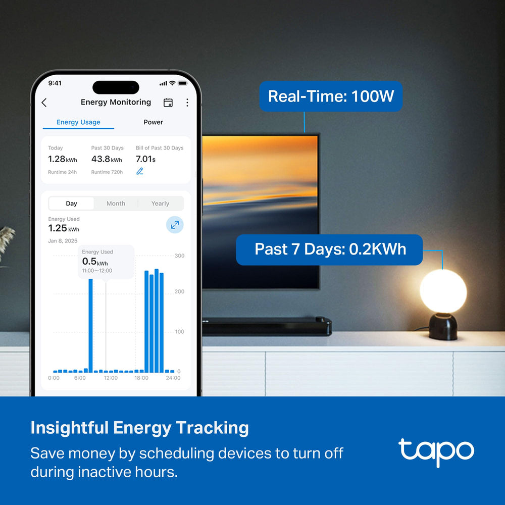Tapo outlets detail showing six individually controlled AC sockets for convenience