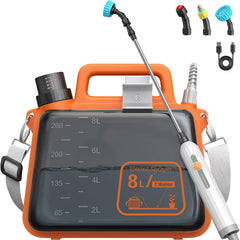 Tarden front view of the electric garden sprayer showing controls and tank for easy operation