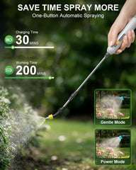 Tarden telescopic wand fully extended to reach high plants and tight spaces with ease