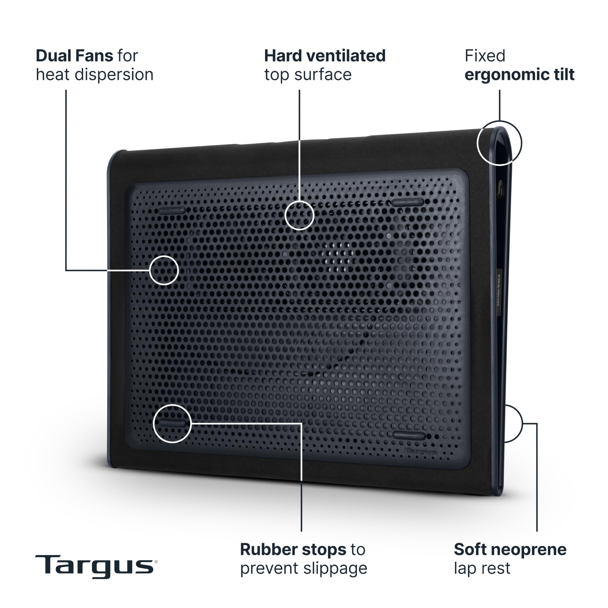 Targus neoprene bottom detail demonstrating cushioned lap comfort