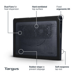 Targus neoprene bottom detail demonstrating cushioned lap comfort