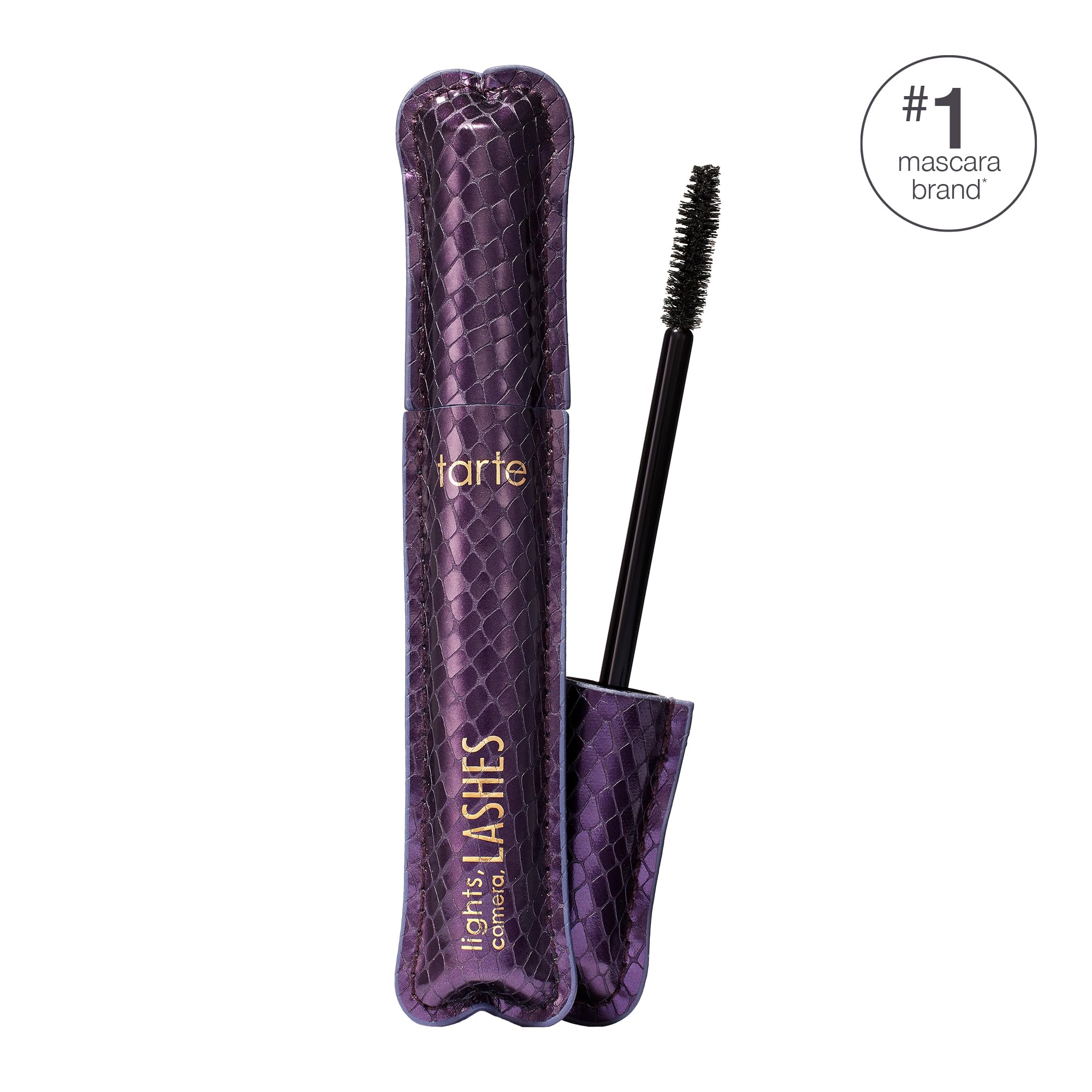 tarte close-up of 360 magniLASH wand, shows design for lifted lashes