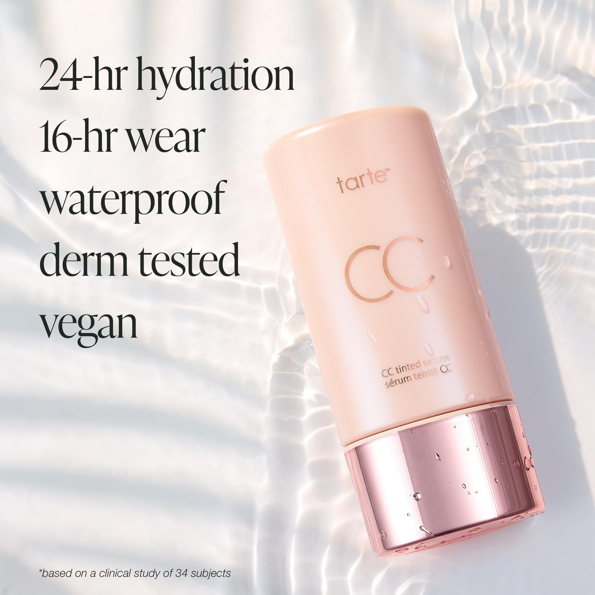 tarte label detail with product claims and ingredient cues