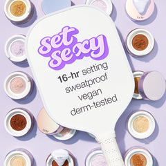 tarte powder being picked up with brush to demonstrate smooth, even application