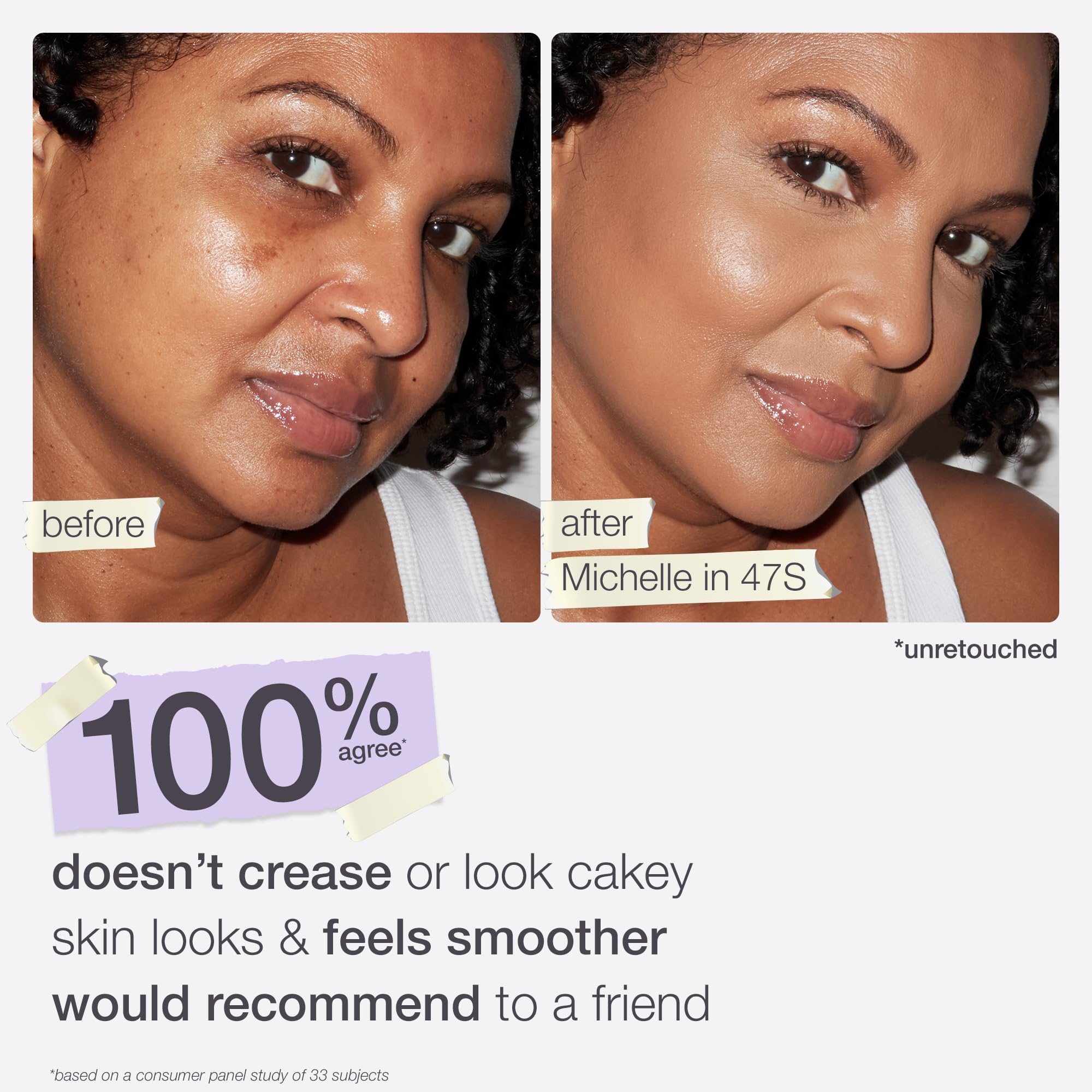 tarte Shape Tape under-eye before and after showing visible brightening and lifted effect