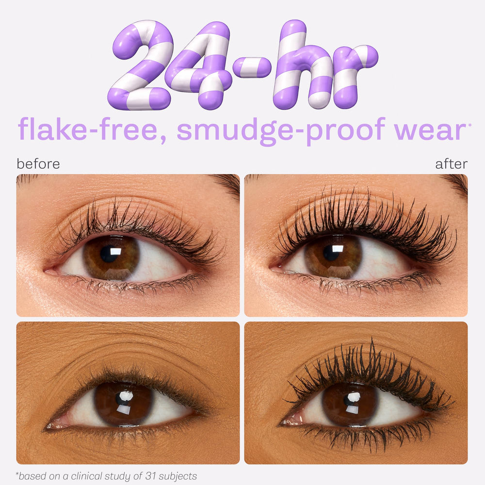 tarte tartelette mascara before and after lashes showing length and separation