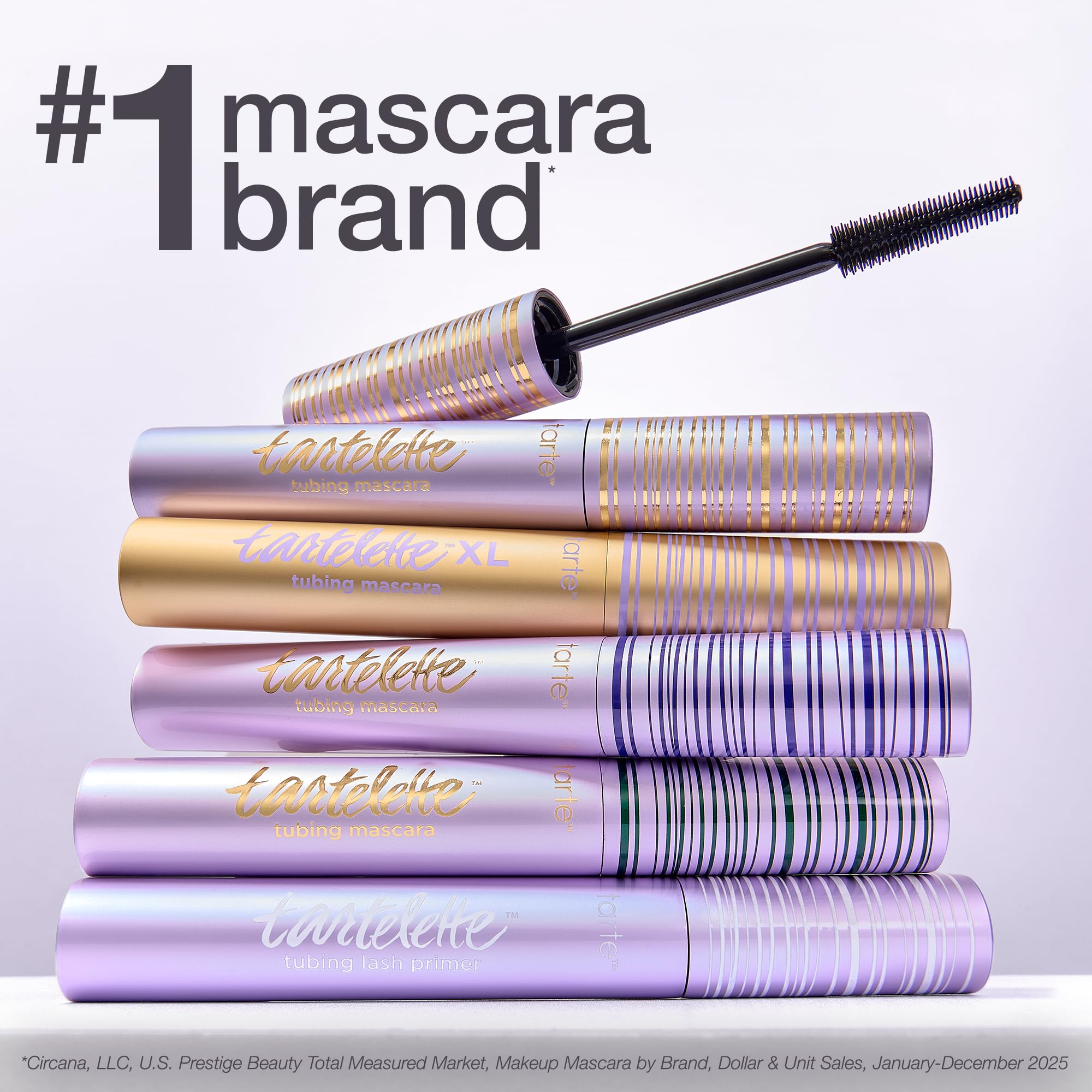 tarte lifestyle shot on bathroom vanity portraying everyday longwear mascara use