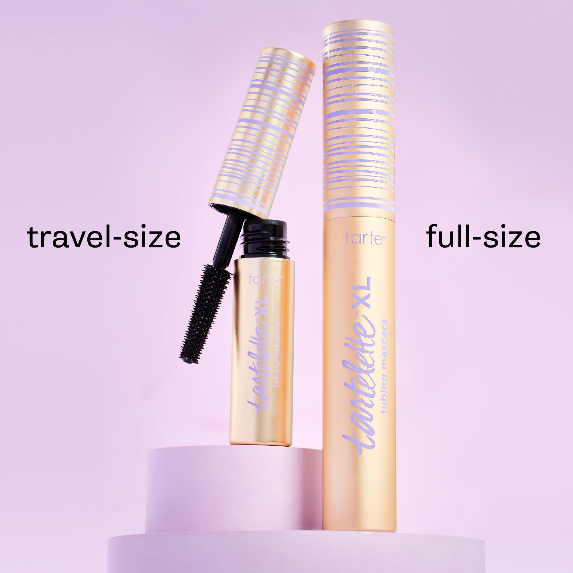tarte product in hand for scale showing full-size tartelette XL mascara dimensions