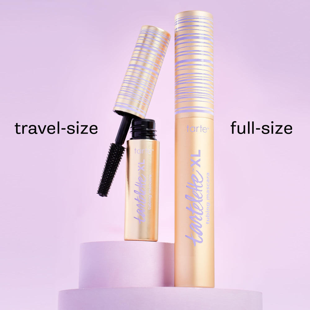 tarte product in hand for scale showing full-size tartelette XL mascara dimensions