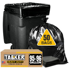 Tasker front box view showing 50-count mega-value pack and durable benefit