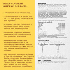 Taste of the Wild nutrition label detail highlighting guaranteed analysis